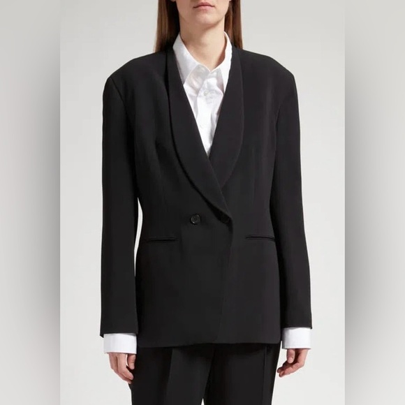 THE ROW black Alda blazer jacket double breasted shawl lapels New w/tags $2800 - Picture 2 of 16